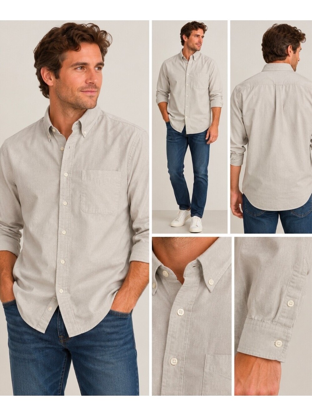 L.L.Bean Men’s XL Oxford Button Down Shirt Tan Khaki 100% Cotton Long Sleeve